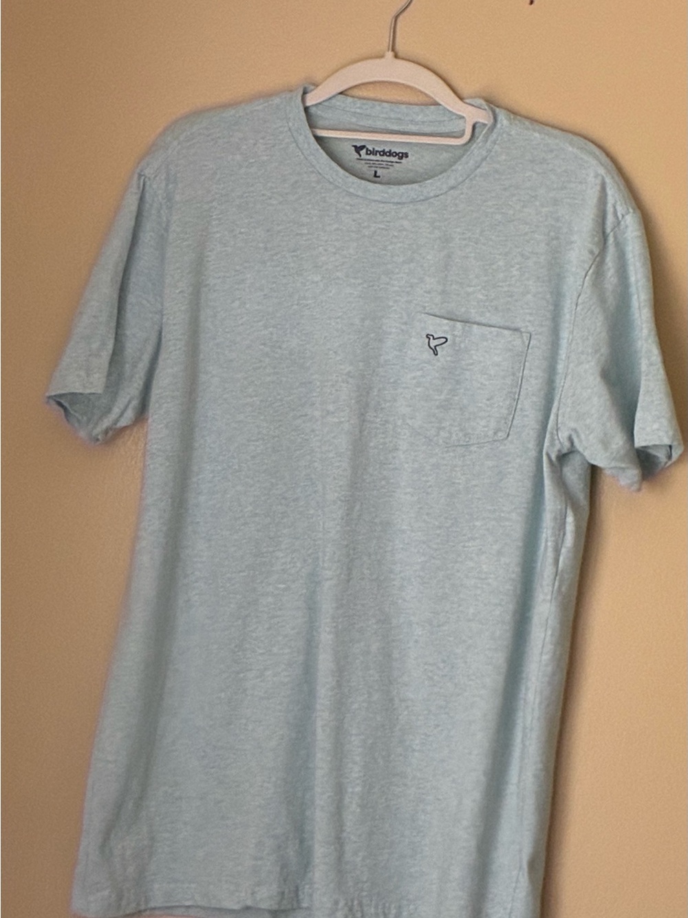 Birddogs Men's Pale Blue Pocket Tee with Logo